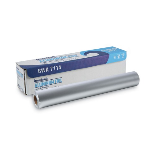 Early Labor Day Sale | Boardwalk BWK7114 Premium Quality Aluminum Foil Roll, 18-in x 500 ft, 16 Micron Thickness, Silver (1/Carton) image number 0