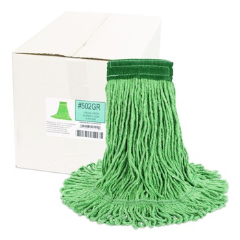 Boardwalk 5 in. Super Loop Cotton/Synthetic Fiber Wet Mop Head - Medium, Green (12/Carton)