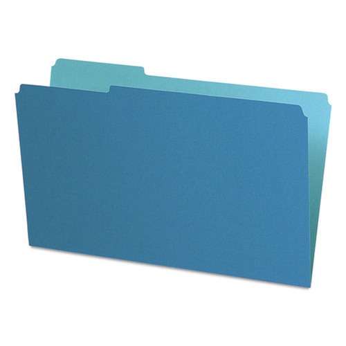  | Pendaflex 4350 1/3 BLU 1/3-Cut Assorted Tabs Interior Legal File Folders - Blue (100/Box) image number 0