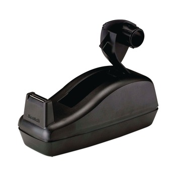 Scotch 1 in. Core Attached Heavily Weighted Deluxe Desktop Tape Dispenser - Black