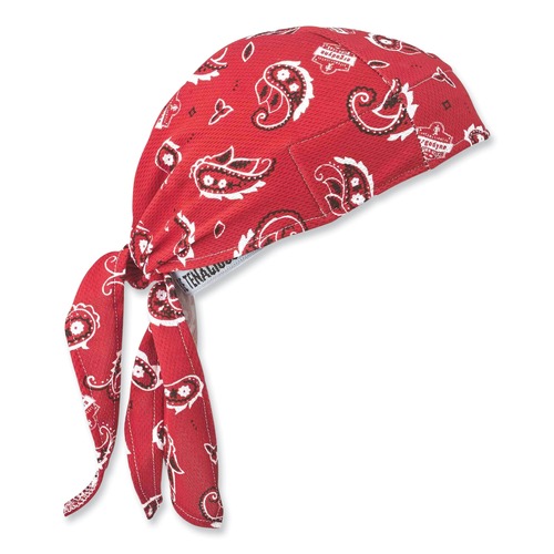 Cooling Gear | Ergodyne 12479 Chill-Its 6615 One Size Fits Most High-Performance Bandana Doo Rag with Terry Cloth Sweatband - Red Western image number 0