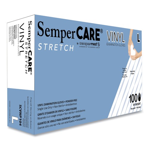 Disposable Gloves | SemperCare SCVNP104 Stretch Vinyl Examination Gloves - Large, Cream (1000/Carton) image number 0