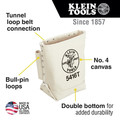 Klein Tools 5416T No. 4 Canvas 5 x 10 x 9 in. Bull Pin and Bolt Pouch with Tunnel Connection image number 1