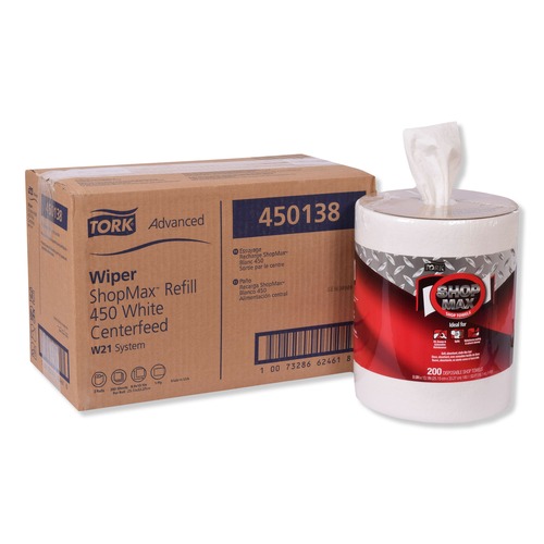 Cleaning & Janitorial Supplies | Tork 450138 9.9 in. x 13.1 in. Advanced ShopMax Wiper 450 - White (2/Carton) image number 0