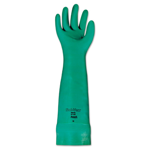 Rubber Gloves | Ansell 102946 Size 10 Alphatec Solvex Nitrile Gloves - Green (12/Carton) image number 0