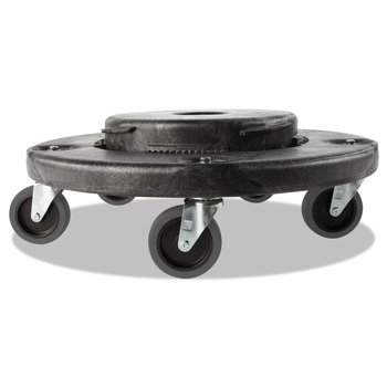 HAND TRUCKS AND DOLLIES | Rubbermaid Commercial FG264043BLA Brute 250 lbs. Capacity 18.25 in. x 6.63 in. Quiet Trash Can Dolly - Black