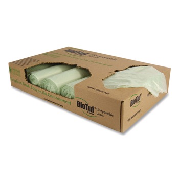 Heritage 38 in. x 58 in. 0.9 mil 60 gal. Biotuf Compostable Can Liners - Green (100/Carton)