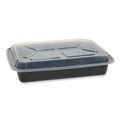 Labor Day Sale! Save $30 off $199! | Pactiv Corp. NC989B Newspring VERSAtainer 58 oz. 8.5 in. x 11.5 in. x 2.5 in. Rectangular Plastic Microwavable Containers - Black/Clear image number 0