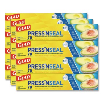 Glad 70 sq. ft. Foot Roll Press'n Seal Food Plastic Wrap (12/Carton)