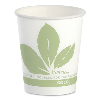 SOLO R53BB-JD110 Bare 5 oz. Compostable Paper Cold Cups - White (30 Sleeves/Carton, 100/Sleeve)
