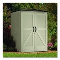 Office Furniture & Lighting | Rubbermaid FG5L3000SDONX Vertical Storage Shed 53 cu ft 2.5 ft x 4 ft x 7 ft Sandstone/Faint Maple image number 4
