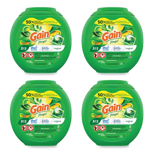Cleaning & Janitorial Supplies | Gain 80735397 Flings Detergent Pods - Original (4/Carton) image number 0