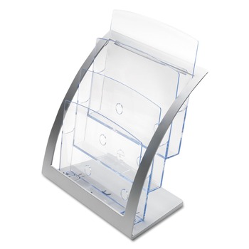 Deflecto 11.25 in. x 6.94 in. x 13.31 in. 3-Tier Literature Holder - Leaflet Size, Silver