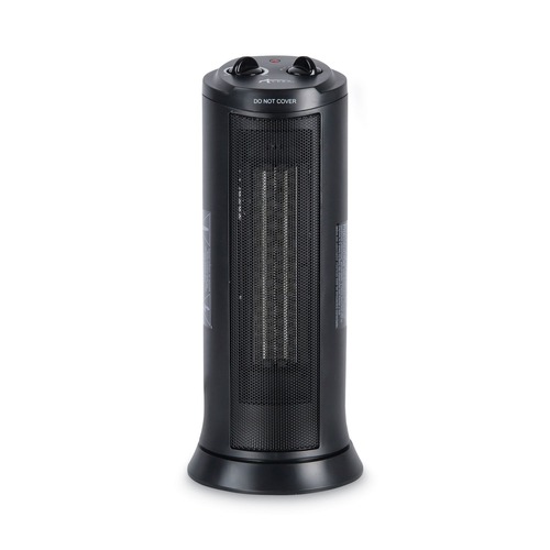 Space Heaters | Alera ALEHECT17 7.37 in. x 7.37 in. x 17.37 in. 1,500 Watts Mini Tower Ceramic Heater - Black image number 0