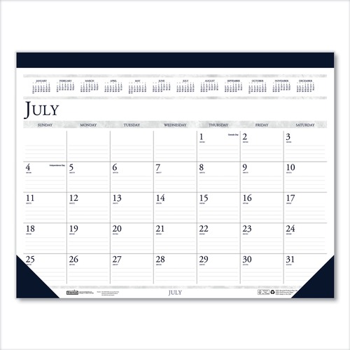 Calendars & Planners | House of Doolittle 155 22 in. x 17 in. 14-Month (July to Aug.) 2024 to 2025 Recycled Academic Desk Pad Calendar - Multicolor image number 0