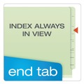 File Folders | Pendaflex 23224 2.5 in. Expansion 2 Dividers 6 Fasteners Letter Size End Tab Classification Folders - Pale Green Exterior (10/Box) image number 1