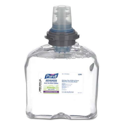 Hand Sanitizers | PURELL 5391-02 Advanced 1200 mL Green Certified TFX Refill Fragrance-Free Foam Hand Sanitizer image number 0