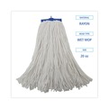 Mops | Boardwalk BWK720R 20 oz. Economical Lie-Flat Rayon Fiber Mop Head - White (12/Carton) image number 4