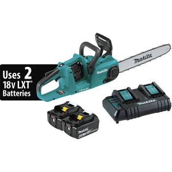 Makita XCU04CM 18V X2 (36V) LXT Brushless Lithium-Ion 16 in. Cordless Chainsaw Kit with 2 Batteries (4 Ah)