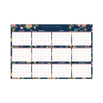 Blue Sky 36 in. x 24 in. 12-Month (Jan-Dec 2026) Day Designer Peyton Laminated Erasable Wall Calendar - White/Navy Sheets