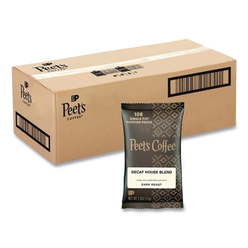 Coffee | Peet's Coffee & Tea 504913 House Blend 2.5 oz. Frack Pack Decaf Coffee Portion Packs (18/Box) image number 0