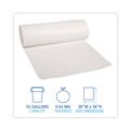 Trash Bags | Boardwalk H7658MWKR01 55 Gallon 0.63 mil 38 in. x 58 in. Repro Low-Density Can Liners - White (10 Rolls/Carton,10 Bags/Roll) image number 4