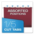  | Pendaflex 04152 1/5 BUR 1/5-Cut Tabs Colored Reinforced Hanging Letter Folders - Burgundy (25/Box) image number 3