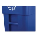 Trash & Waste Bins | Rubbermaid Commercial FG9W2773BLUE Brute 50-Gallon Square Recycling Rollout Container - Blue image number 5
