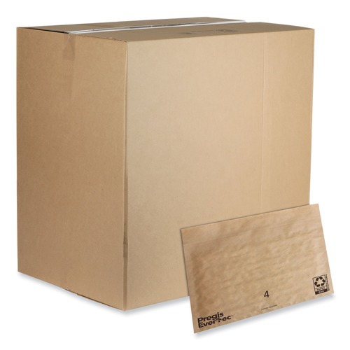 Mailing, Packing & Shipping | Pregis 4083815 EverTec 14 in. x 9 in. No. 4 Self-Adhesive Closure Kraft Paper Curbside Recyclable Padded Mailer - Brown (150/Carton) image number 0