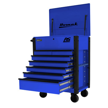 Homak BL06035247 35 in. 7-Drawer Flip-Top Service Cart - Blue