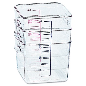 Rubbermaid Commercial FG630200CLR SpaceSaver 8-4/5 in. x 8-3/4 in. x 2-7/10 in. 2 Quart Square Container - Clear