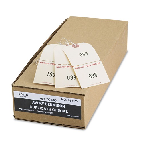 Just Launched | Avery 18670 4 3/4 in. x 2 3/8 in. 1-500 Duplicate Auto Park Tags - Manila (500/Box) image number 0
