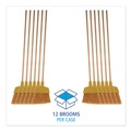 Brooms | Boardwalk BWK932ACT Plastic Bristle Angler Brooms with 53 in. Wood Handle - Yellow (12/Carton) image number 4