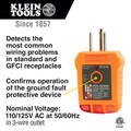 Electrical Voltage Testers | Klein Tools NCVT5KIT Dual Range Cordless Non-Contact Voltage Tester Kit and GFCI Receptacle with 2 Batteries image number 2