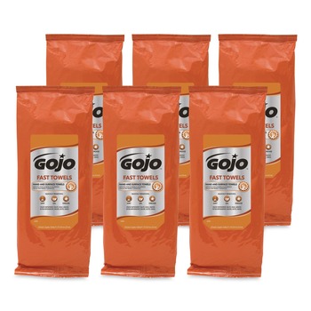 GOJO Industries 6285-06 FAST TOWELS 7.75 in. x 11 in. 2-Ply Hand Cleaning Towels - Fresh Citrus Blue (6/Carton)