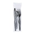 Food Service | Boardwalk BWK3KITHVYBL 3-Piece Heavyweight Fork/Knife/Teaspoon Cutlery Kit - Black (250/Carton) image number 2