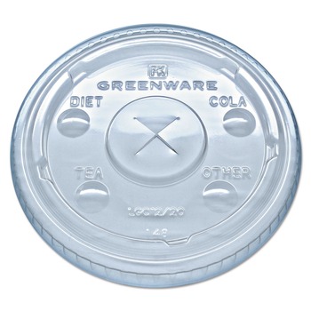 Fabri-Kal Greenware Plastic Cold Drink Lids, Fits 9 oz Old-Fashioned Cups/12 oz Squat Cups/20 oz Cups - Clear (1000/Carton)
