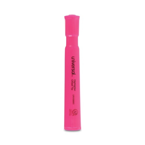 Office Jansan | Universal UNV08865 Fluorescent Ink Chisel Tip, Desk Highlighters - Pink (1 Dozen) image number 0
