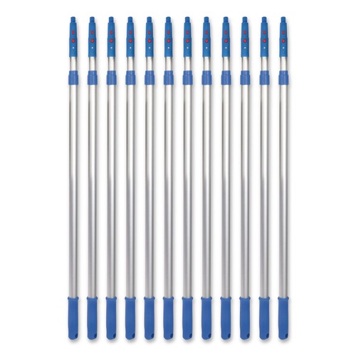Cleaning Tools | Gritt Commercial GRI1066F12PK 3.5 ft. to 6 ft. Telescopic Aluminum Extension Pole with Click/Lock Adapter Cone - Blue/Silver (12/Carton) image number 0