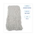 Mops | Boardwalk BWKRM03024S Banded Rayon 24 oz. Cut-End Mop Heads - White (12/Carton) image number 3