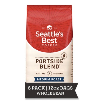 Seattle's Best 12407831 12 oz Bag Medium Roast Whole Bean Coffee - Port Side Blend (6/Carton)
