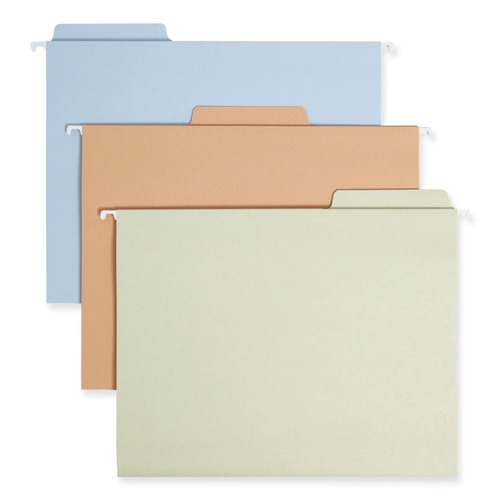  | Smead 64054 FasTab 1/3-Cut Tab Hanging Folders - Letter Size, Assorted Earthtone Colors (18/Box) image number 0