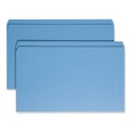 File Folders | Smead 17010 Straight Tabs Legal Size 0.75 in. Expansion Reinforced Top Tab Colored File Folders - Blue (100/Box) image number 0