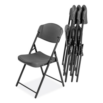 Iceberg 64037 Rough n Ready 18 in. Seat Height Commercial Folding Chair Supports Up to 350 lb - Charcoal Seat/Back/Charcoal Base (4/Pack)