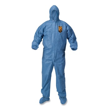 KleenGuard A65 Flame-Resistant Hood and Boot Coveralls - 2XL, Blue (25/Carton)