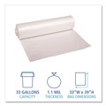 Cleaning & Janitorial Supplies | Boardwalk X6639SCKR01 33 in. x 39 in. 33 gal. 1.1 mil. Recycled Low-Density Polyethylene Can Liners - Clear (10 Bags/Roll, 10 Rolls/Carton) image number 5