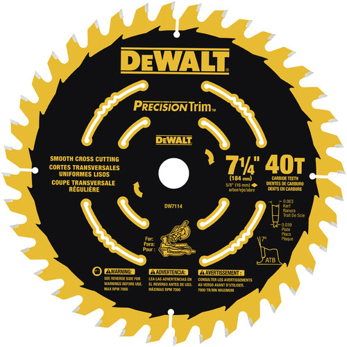 Saw Accessories | Dewalt DW7114PT 7 1/4 in. 40T Cordless Miter Saw Blade image number 0