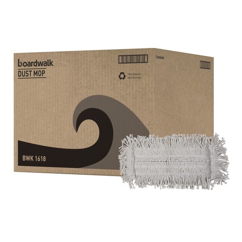 Mops | Boardwalk BWK1618 18 in. x 5 in. Disposable Cotton Dust Mop Head image number 0