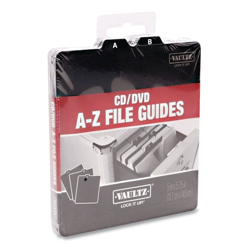 Bulk Savings Pricing 2 | Vaultz VZ01176 5 in. x 5.75 in. 1/3-Cut Top Tab A-Z CD File Guides - Black image number 0