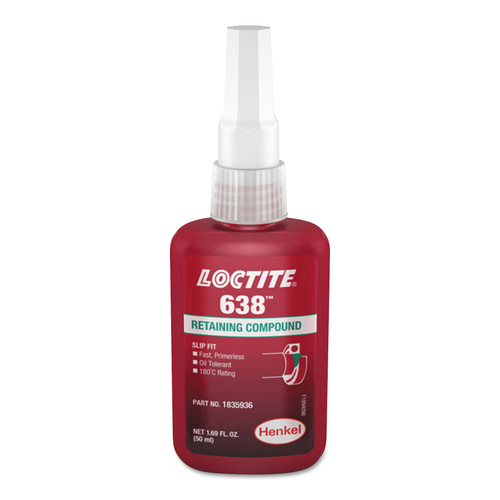 Adhesives and Sealers | Loctite 1835936 638 50 mL Maximum Strength Retaining Compound - Green image number 0